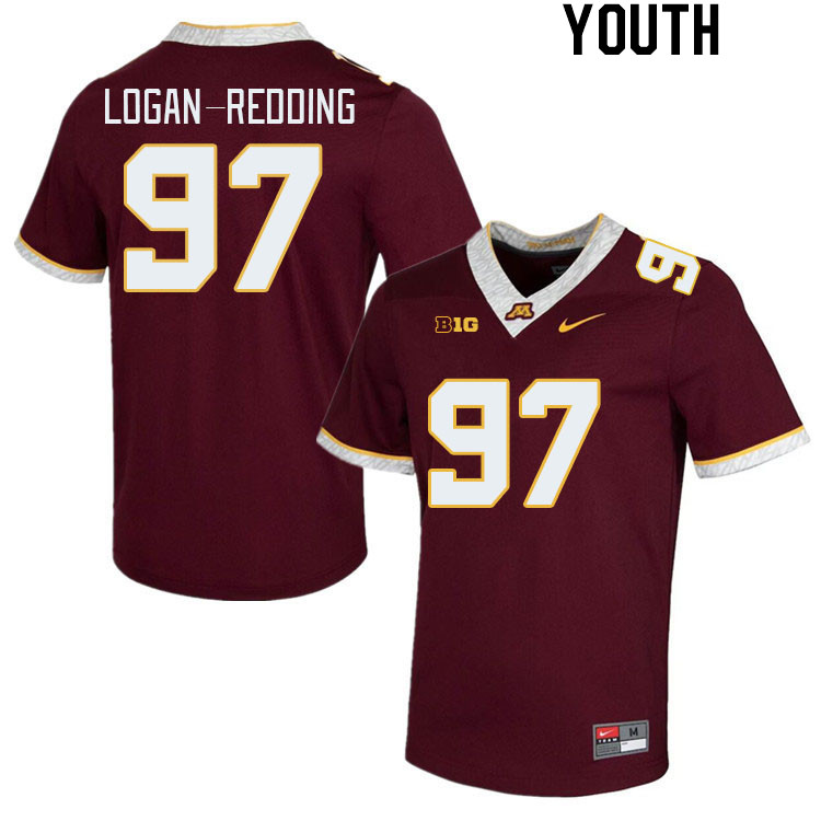 Youth #97 Jalen Logan-Redding Minnesota Golden Gophers College Football Jerseys Stitched-Maroon